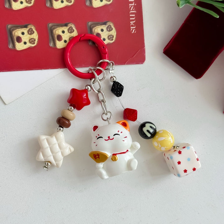 Vibrant collection of cute cat keychains, ideal as charming animal accessories or unique bag decorations.