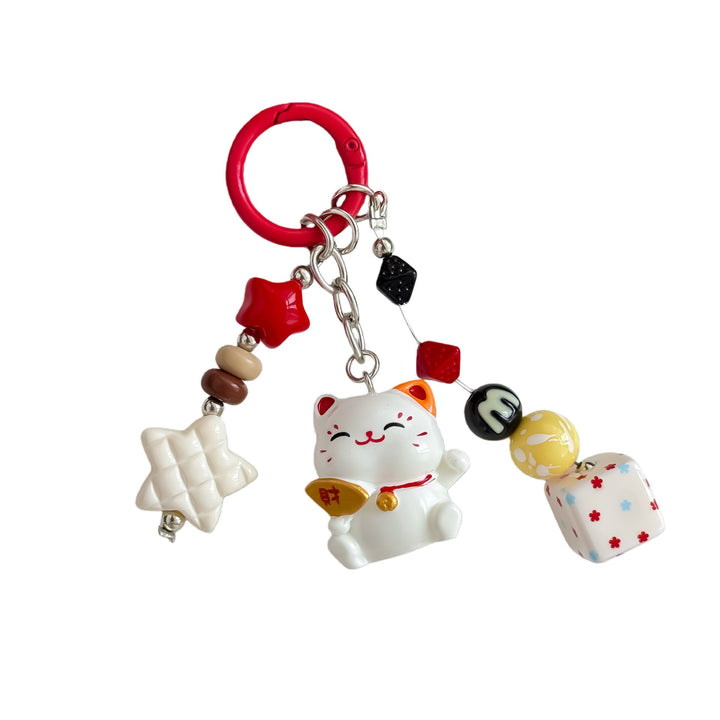Stylish cartoon cat key ring with a playful design, a charming animal accessory perfect for any cat enthusiast.