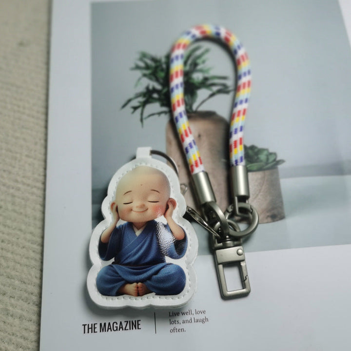 Playful pink cartoon character accessory, a charming keychain for bags or keys.
