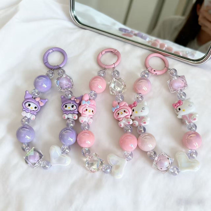 Charming acrylic cartoon character keyring with metal chain. Ideal bag charm & gift idea.