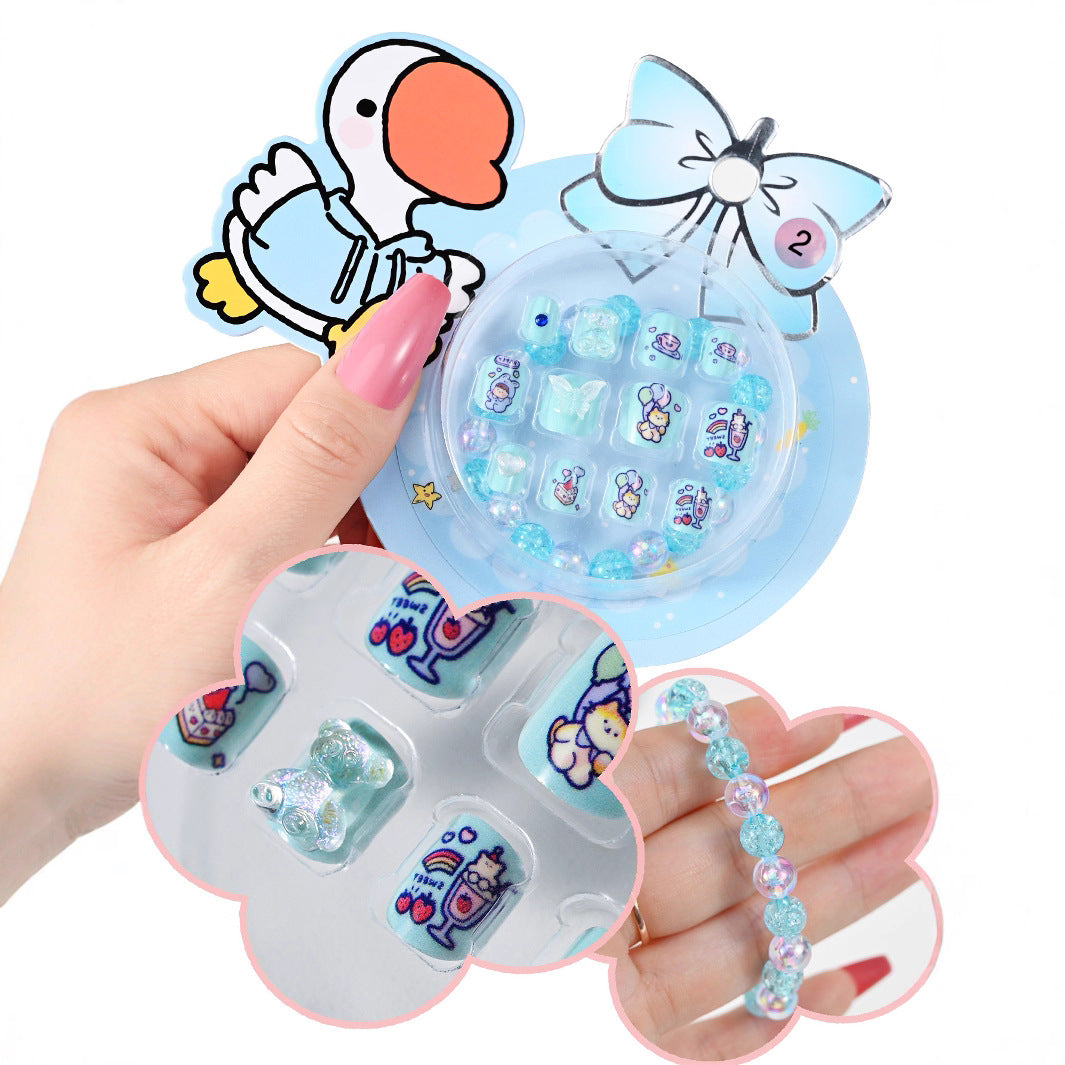 Vibrant cartoon press-on nails for women, easy application false nail art to add a fun touch to any look.