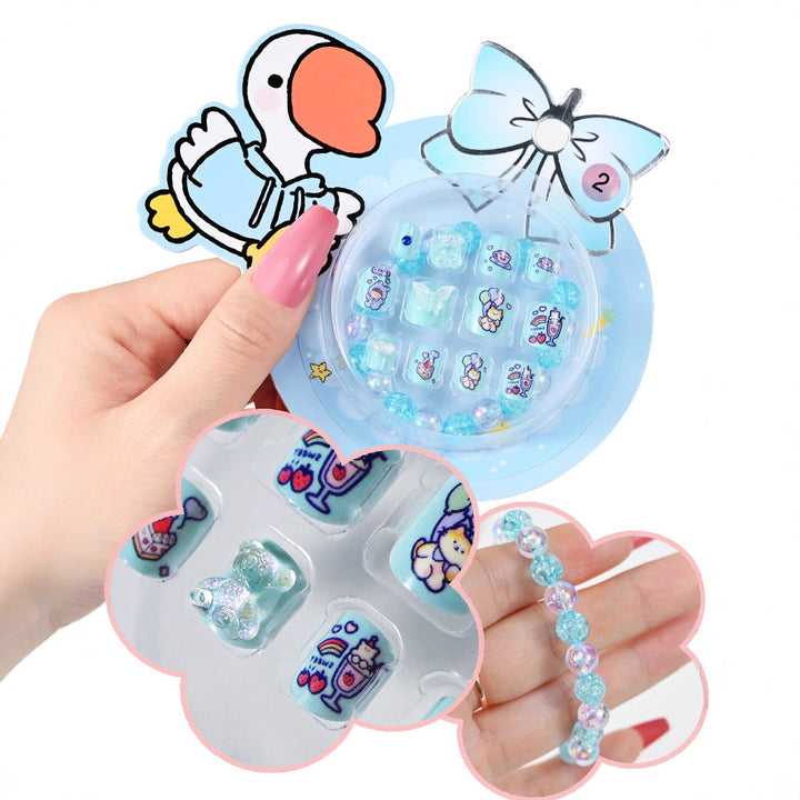 Vibrant cartoon press-on nails for women, easy application false nail art to add a fun touch to any look.