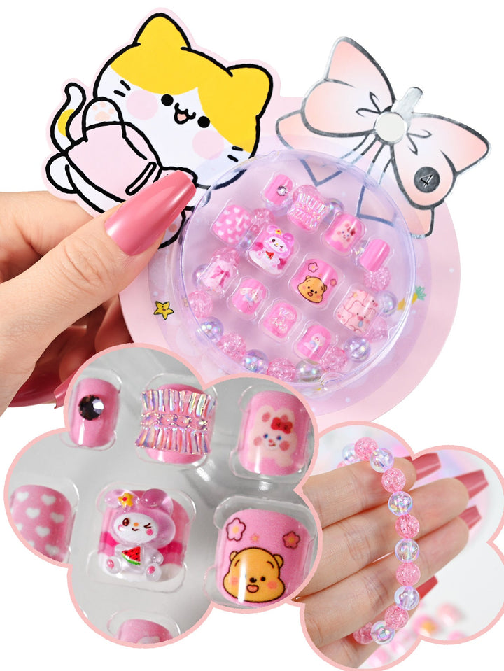 Expressive fun cartoon press-on nails for women, offering quick-change nail art and a cute, playful style.
