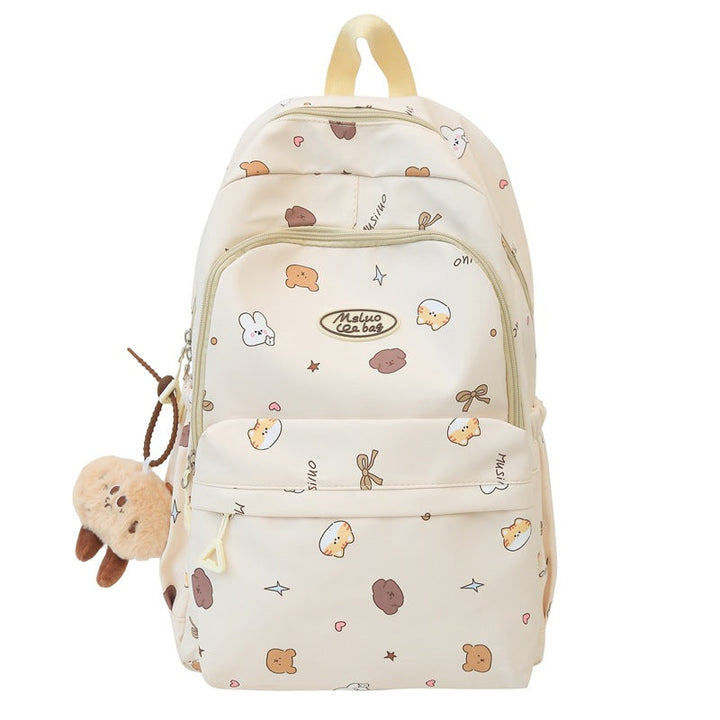 Durable girls' school backpack with adorable cartoon print, water-resistant, great for kids' adventures.