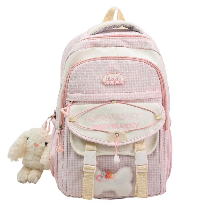 Cute character unisex backpack, ideal for school or travel. Durable, lightweight design in multiple colors.
