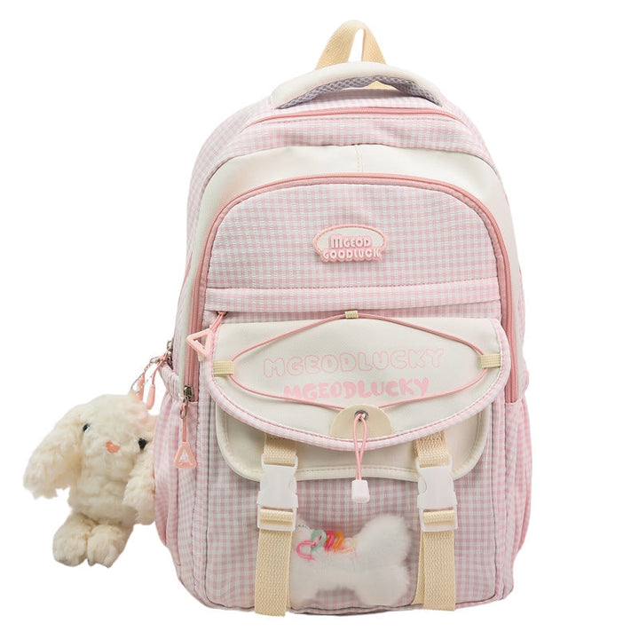 Cute character unisex backpack, ideal for school or travel. Durable, lightweight design in multiple colors.