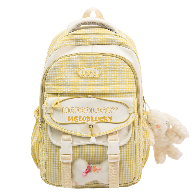 Blue cute character backpack for students. Spacious & lightweight, ideal for school supplies or short travel trips.
