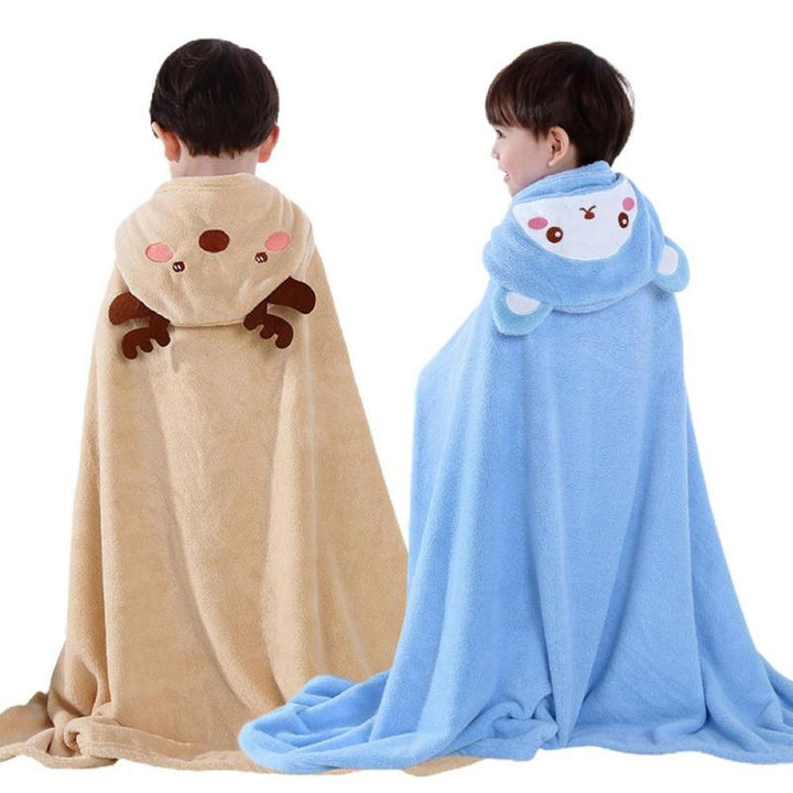 Adorable animal hooded bath towel for baby & toddler. Soft coral fleece ensures warm, comfy post-bath snuggles & fun.