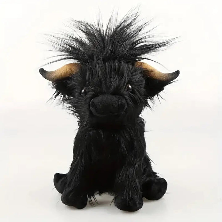 Unisex Highland Cow plush toy, a super soft & cuddly stuffed animal. Ideal comfort toy and cute farm animal gift.