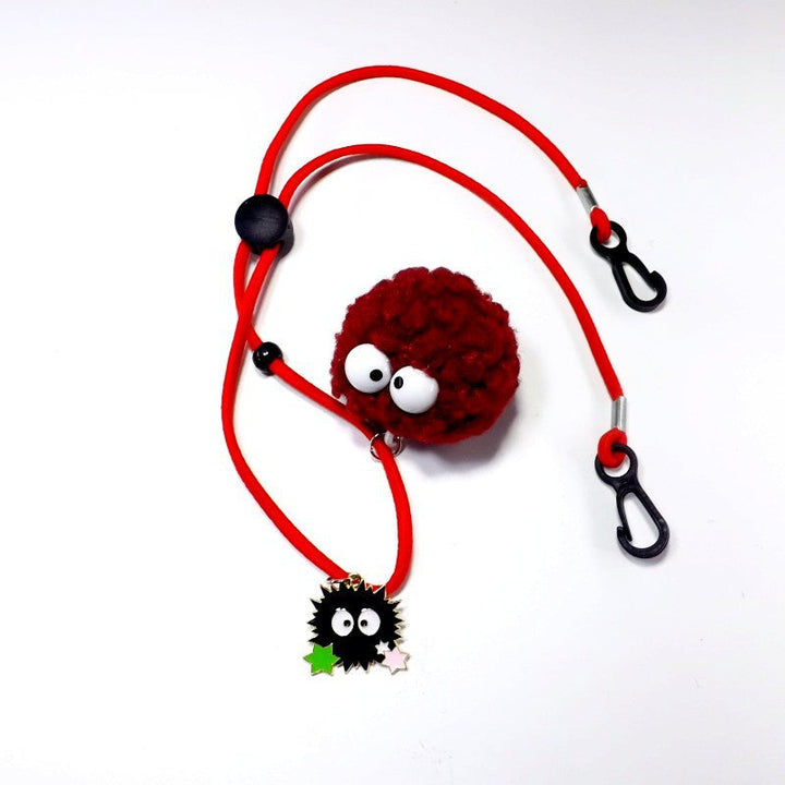 Unisex cute eyed character fabric keychain, playful bag charm accessory, unique gift idea.