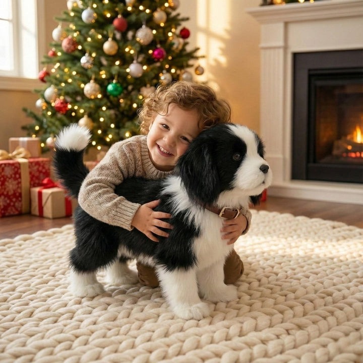 Realistic interactive toy dog, perfect for kids. Features walking, barking, and soft plush design.