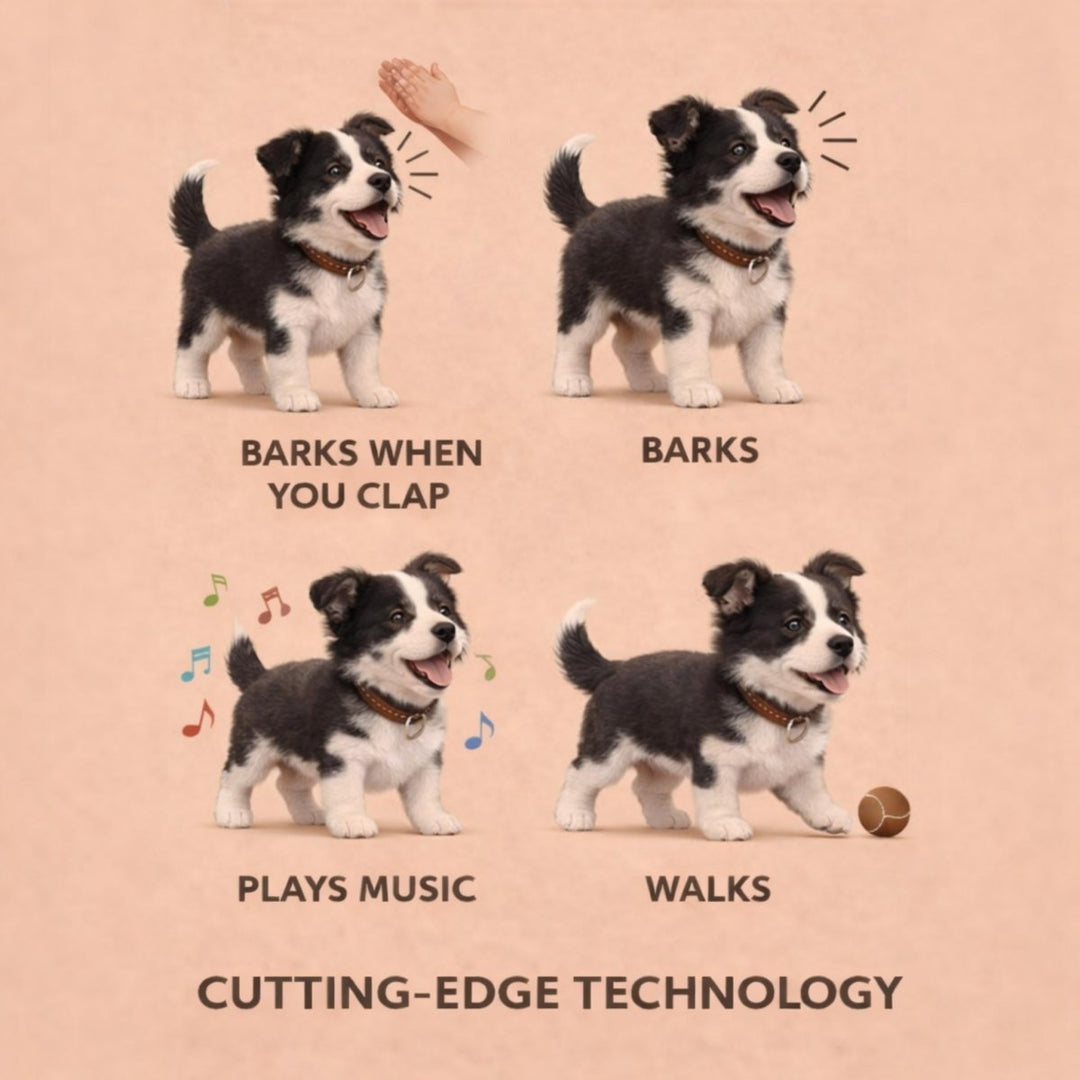 Engaging interactive toy dog with walking action & barking sounds for children's realistic playtime adventures.