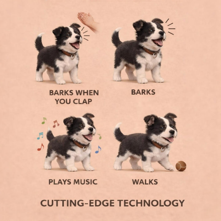 Engaging interactive toy dog with walking action & barking sounds for children's realistic playtime adventures.