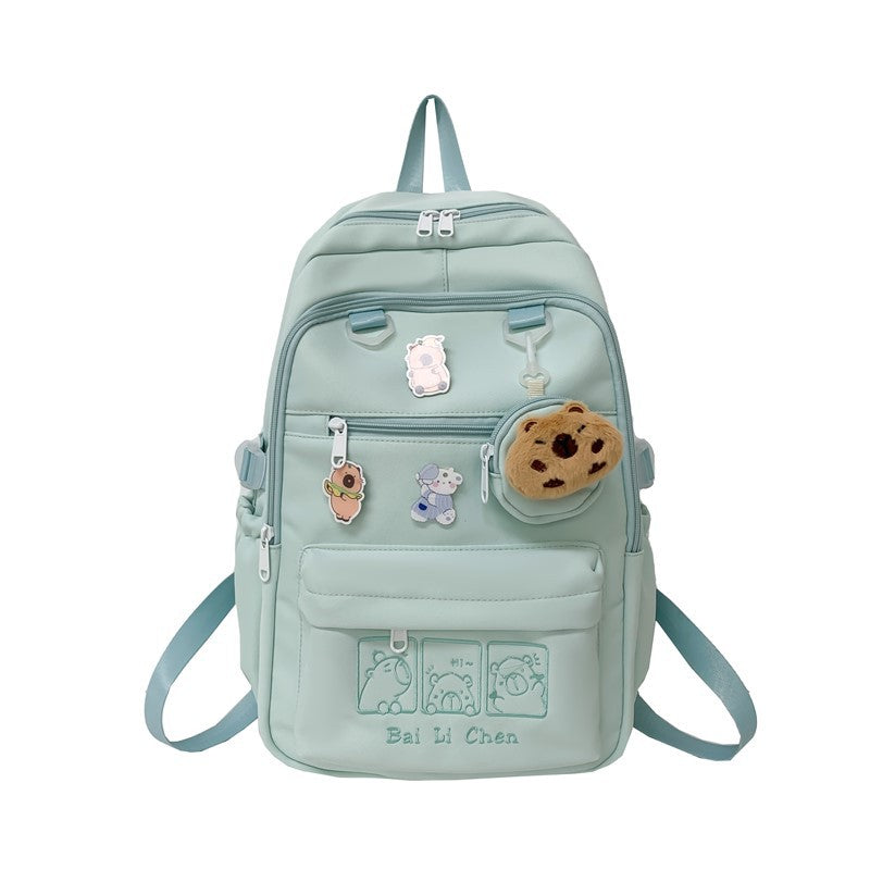 Unisex cute animal print school backpack. Durable and fun casual bag for students, perfect for books & daily essentials.