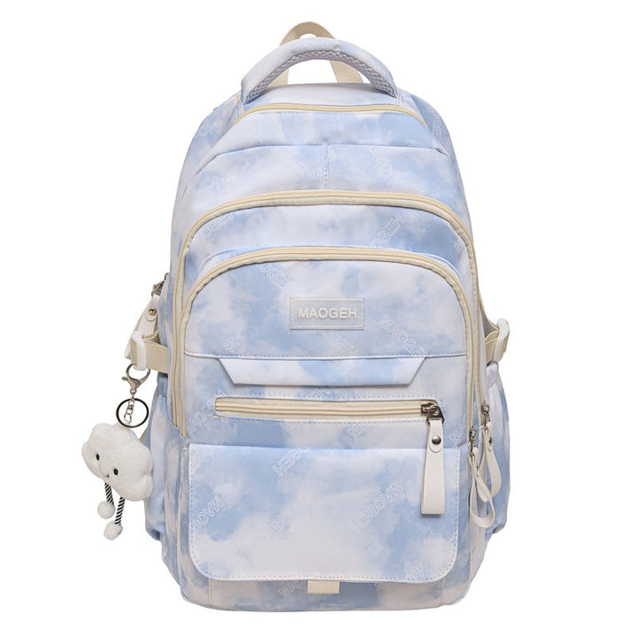 Durable pink cartoon travel backpack for kids & students, featuring comfy padded shoulder straps.