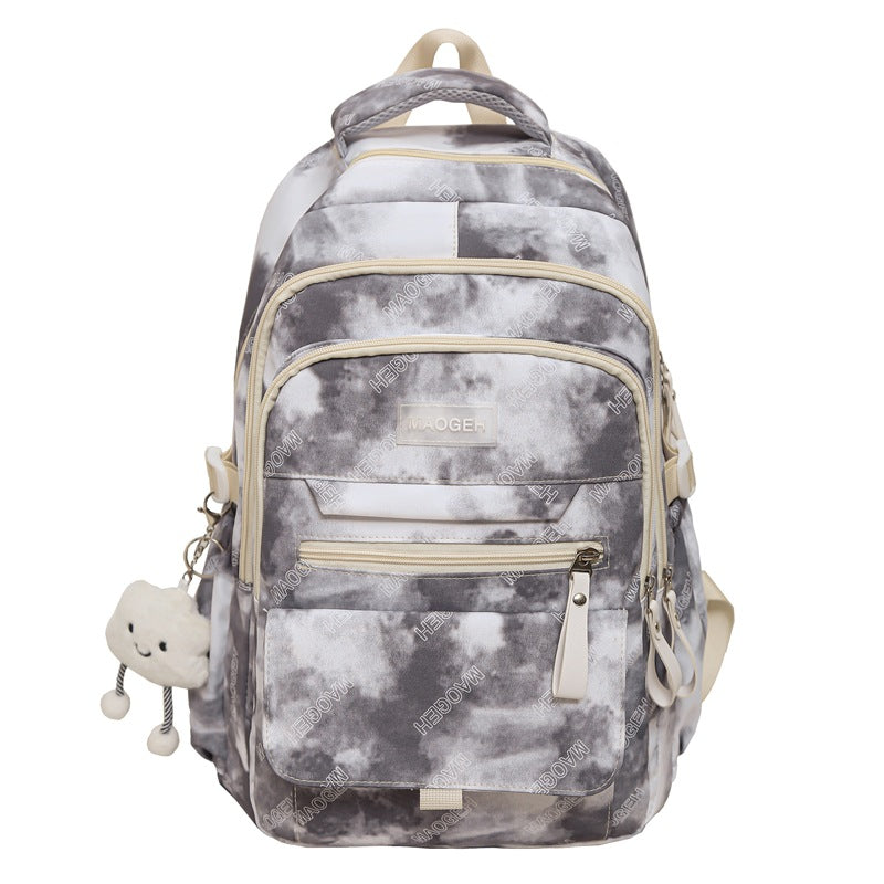 Adorable blue cartoon school backpack, a unisex student bag, durable with padded straps for comfort.