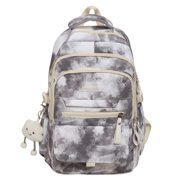 Adorable blue cartoon school backpack, a unisex student bag, durable with padded straps for comfort.