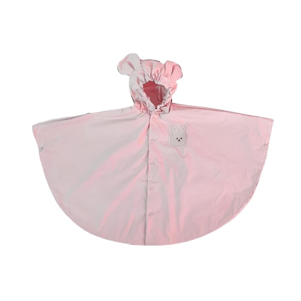 Happy child wearing a cute waterproof unisex raincoat. All-season rain gear for toddlers, keeping them dry & stylish.