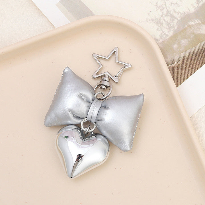 Cute bow & heart keychain for women. Perfect stylish gift for bags, purses, and keys.