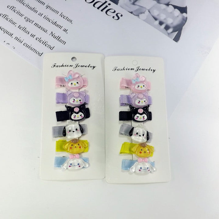 Colorful fruit and iconic Mickey Mouse design hair clips. Women's playful hairpins, cute hair accessories.