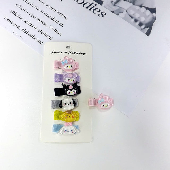 Fashionable women's hair clip set featuring playful fruit & Mickey Mouse. Cute hairpins, stylish hair accessories.