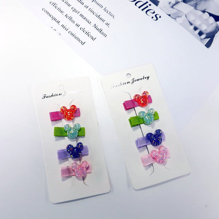 Women's stylish hair clip set: playful fruit designs & classic Mickey Mouse. Cute hairpins, great hair accessories.