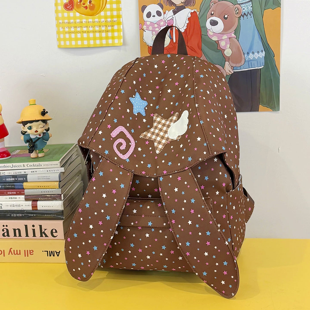 Cute women's pink bunny ear backpack for school & travel. Playful design, perfect for students.