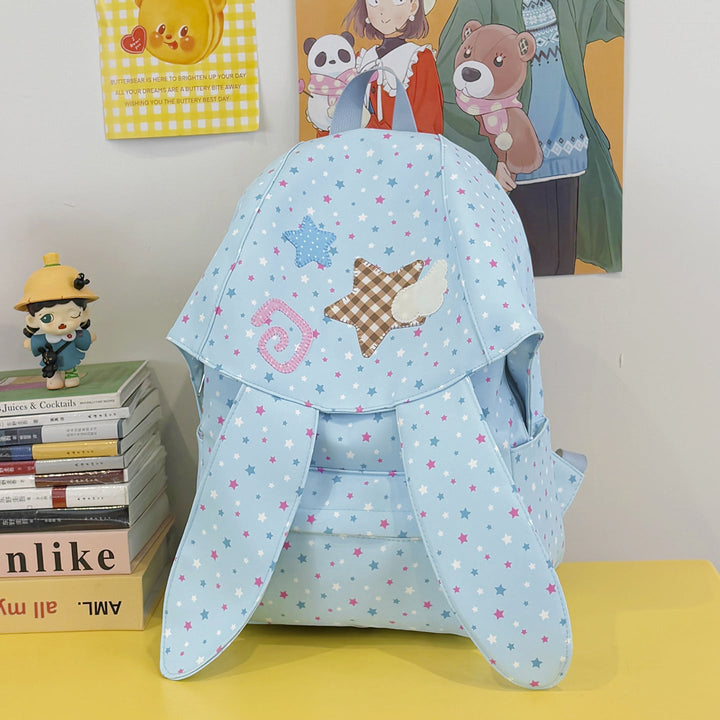 Playful white women's bunny ear backpack. Cute school bag for girls, ideal for daily use & travel.