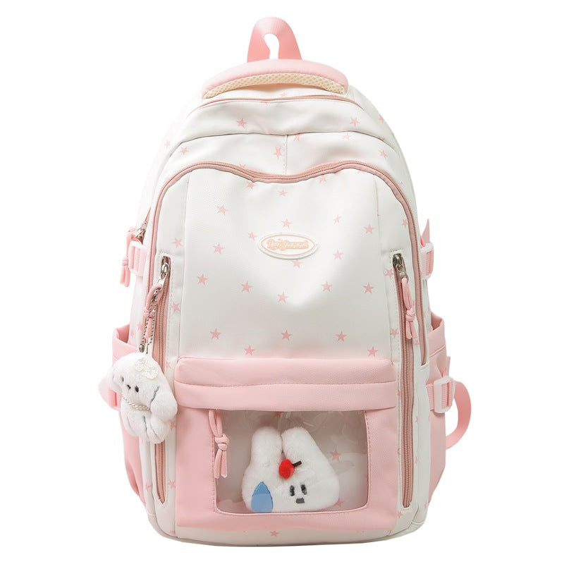 Cute yellow animal kids' backpack, durable for toddlers & preschoolers. Padded straps for comfort on school trips.