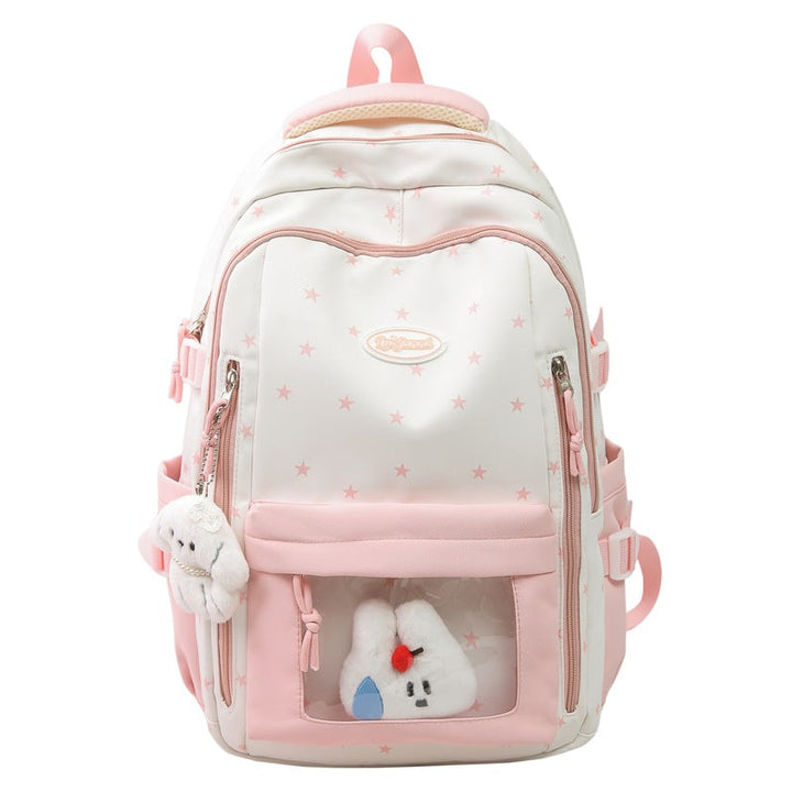 Cute yellow animal kids' backpack, durable for toddlers & preschoolers. Padded straps for comfort on school trips.