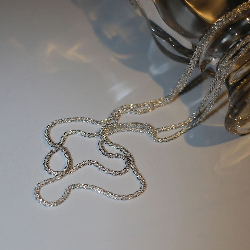Silver-tone textured chain necklace & bracelet set. Versatile dainty jewelry, perfect for women's minimalist style.