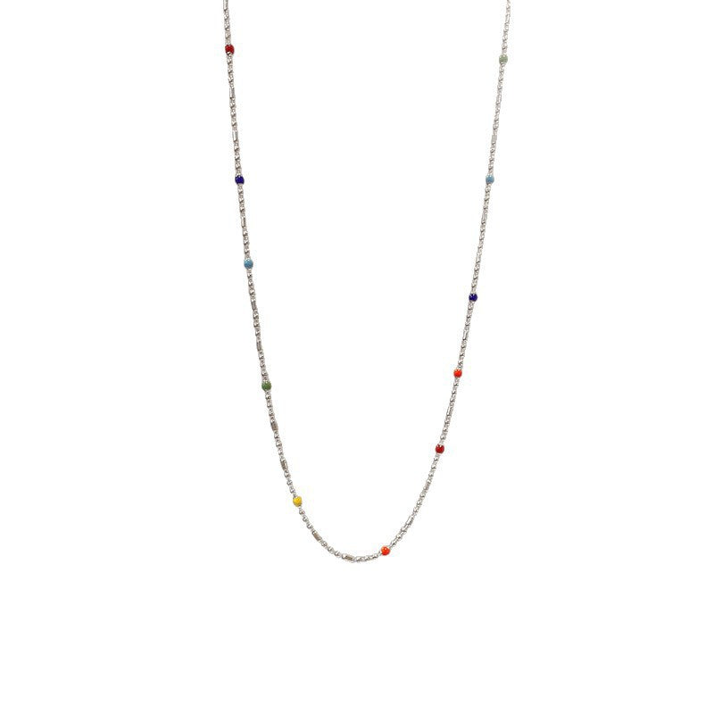 Dainty multi-color beaded chain bracelet, an elegant and vibrant gift for her, perfect women's jewelry.