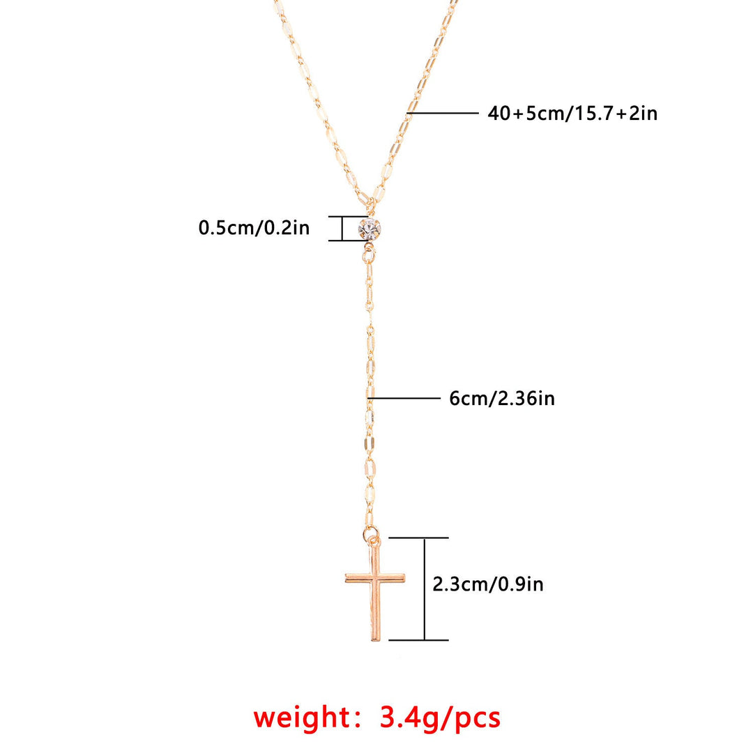 Elegant cross lariat necklace, a dainty and spiritual jewelry piece for women, ideal faith gift.