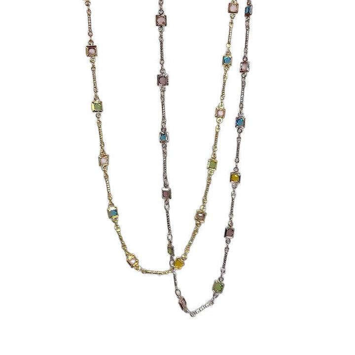 Versatile dainty colorful link chain necklace for women, perfect everyday elegant fashion jewelry.