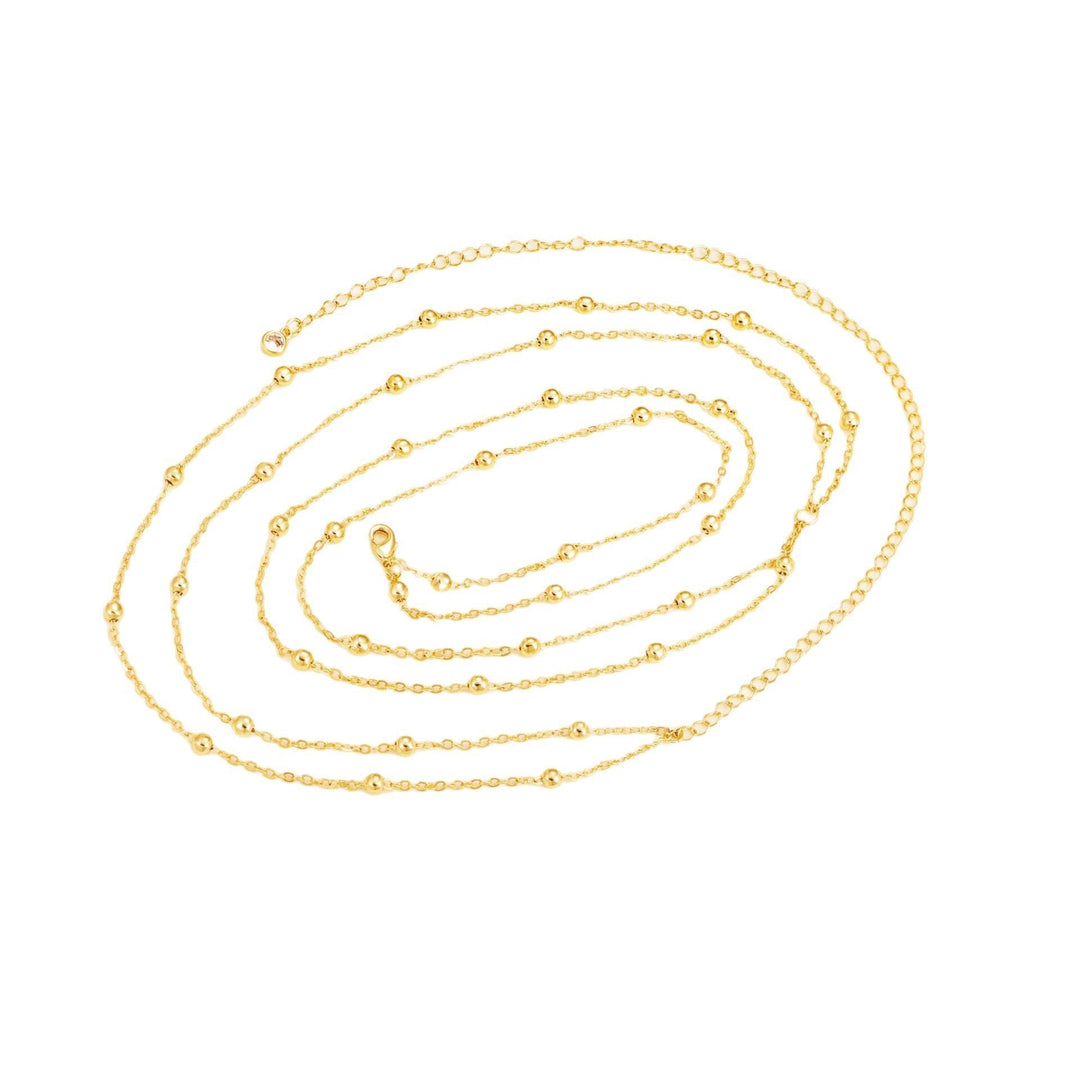 Fashionable long white beaded necklace for women, offering a delicate and elegant look. Perfect gift jewelry.