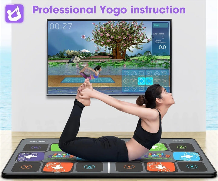 Portable DanceMaster interactive mat, ideal for home workouts, kids' activities, and family game nights.