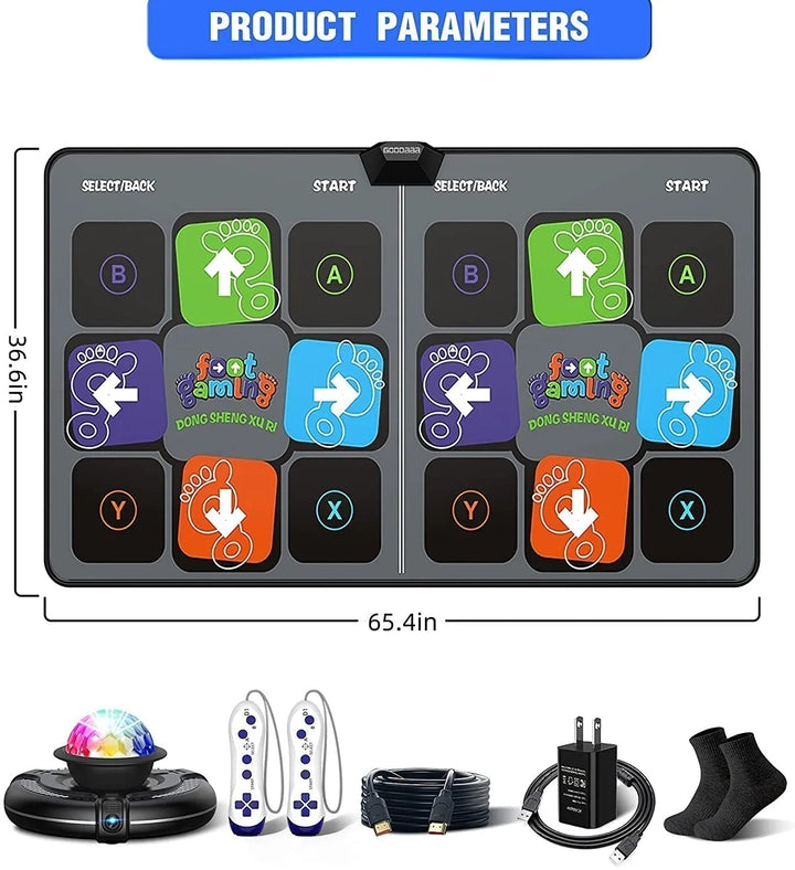 Family enjoying DanceMaster interactive dance mat, perfect for fun fitness & exercise games.