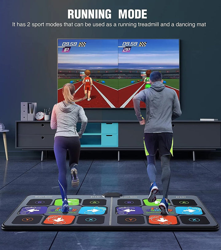 DanceMaster interactive dance mat: a vibrant, non-slip surface for home workouts & kids' activities.