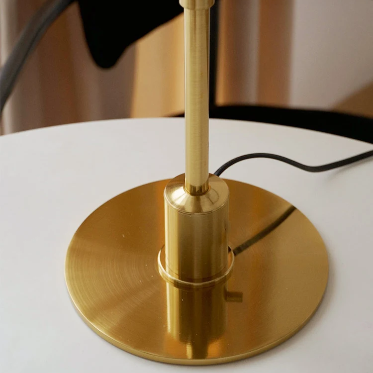 Danish designer iron & glass table lamp, warm LED for desk, living room, or bedroom.