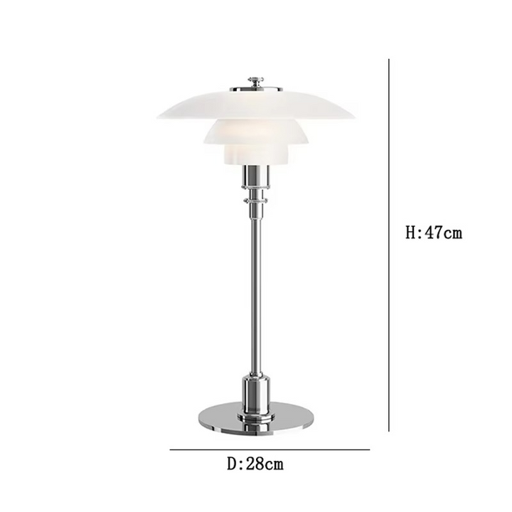 Versatile Danish LED table lamp with warm dimmable light, great for desks & bedside.