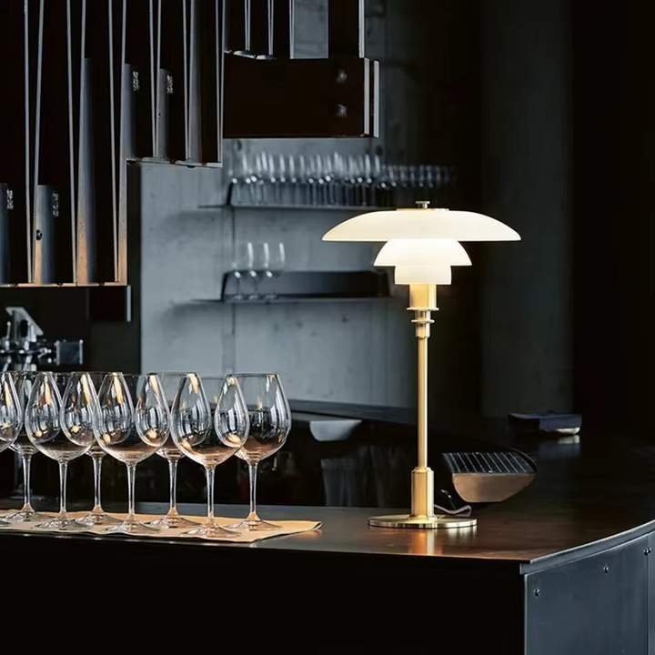 Scandinavian modern LED table lamp, offering warm ambient light for home decor.