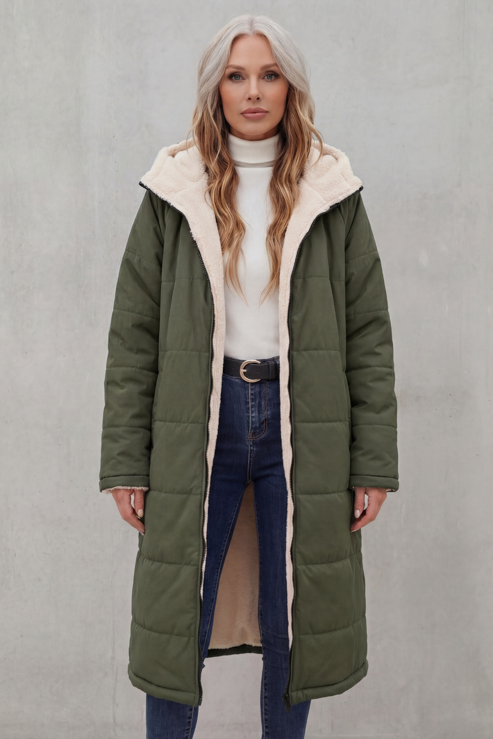 Soft plush women's jacket. A versatile layering piece for casual everyday comfort and style.