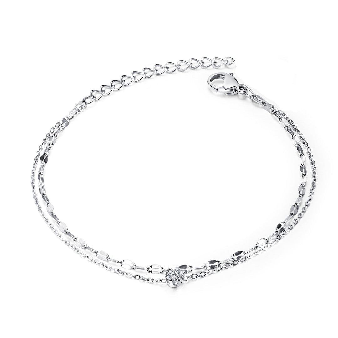 Adjustable double strand gold anklet, sparkling women's foot jewelry, delicate and elegant design.