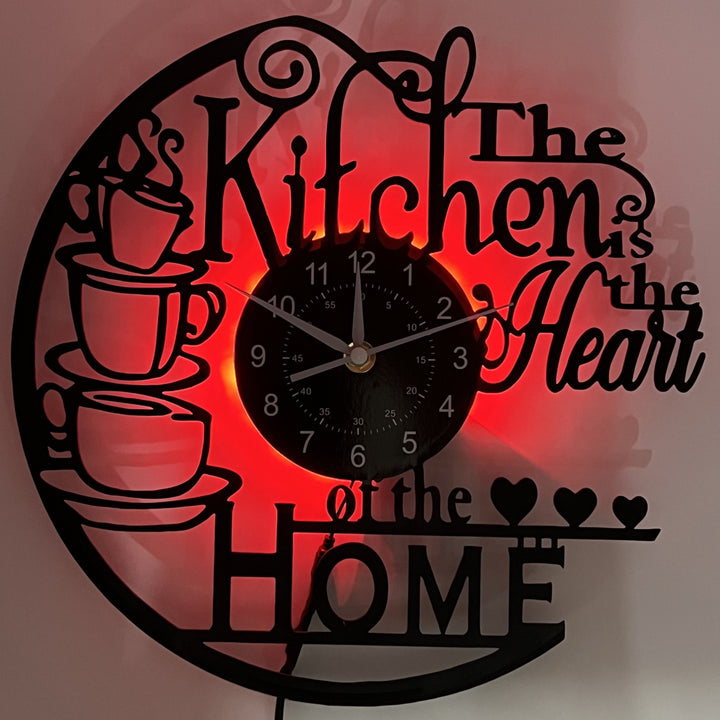 Cozy Kitchen Wall Clock with LED, a charming decorative piece & ideal housewarming gift.