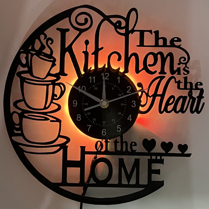 Elegant metal Decorative Kitchen Wall Clock, featuring bright LED display for modern kitchen decor.