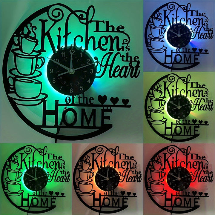 Highly decorative metal Kitchen Wall Clock, featuring a vibrant LED time display for your kitchen art.