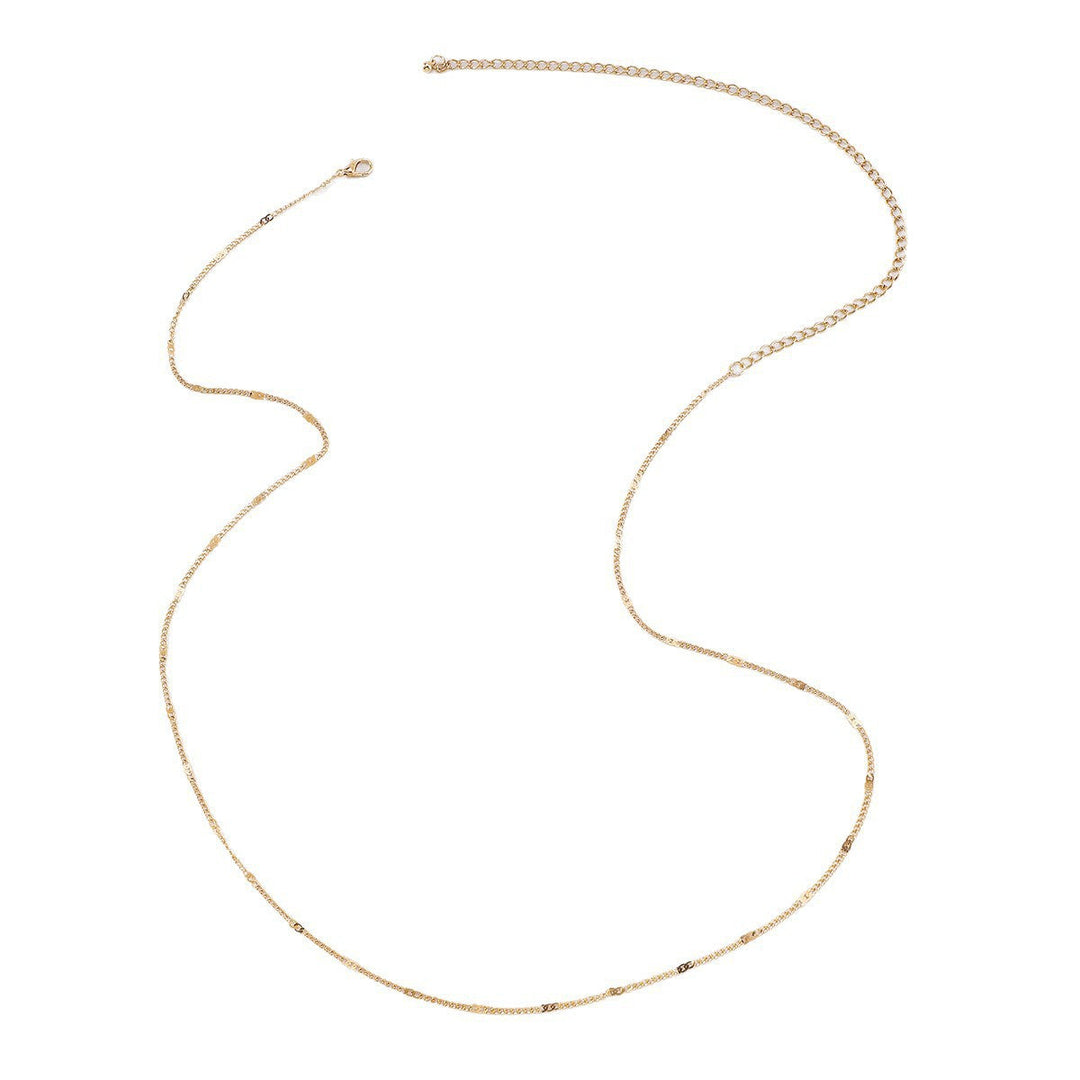 Elegant women's gold chain belt, adjustable & slender, ideal as a waist accessory for any dress.