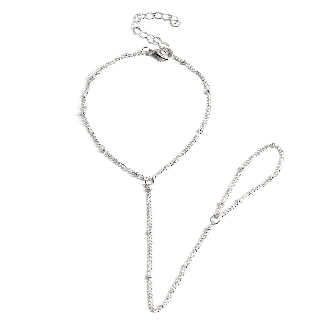 Chic white & gold adjustable chain ankle bracelet, a delicate women's accessory for beach and summer.