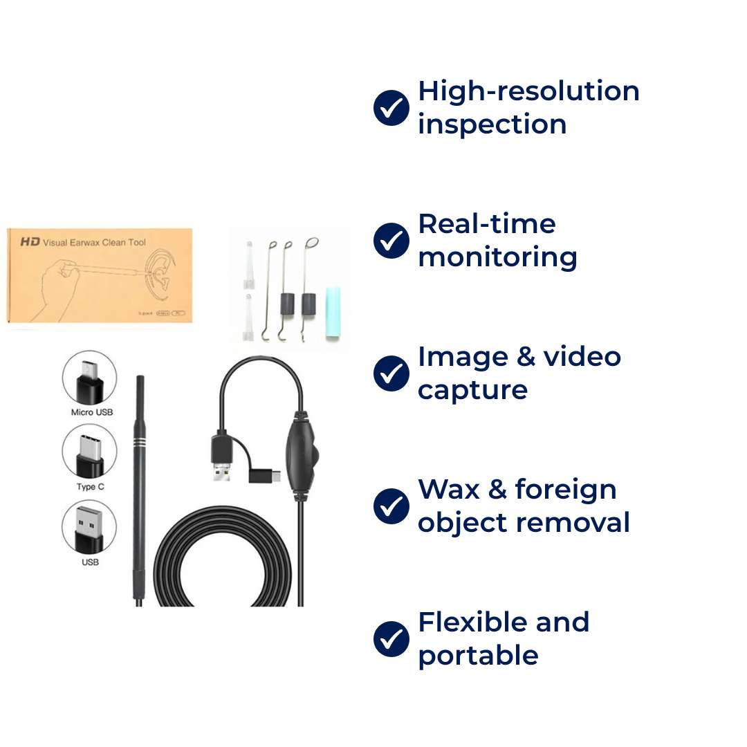 High-definition digital ear scope for effective earwax removal, inspection, and detailed ear canal view.