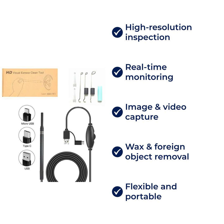 High-definition digital ear scope for effective earwax removal, inspection, and detailed ear canal view.